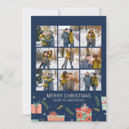 Tarjeta Festiva Coloridos Navidades retro caja de regalo 9 foto