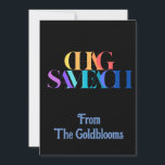 Tarjeta Festiva ColoridoSaludoFeriaJudia Chag Sameach<br><div class="desc">Un diseño de texto Chag Sameach moderno y colorido que significa felices fiestas es un saludo adecuado para muchas de las diferentes festividades judías.</div>