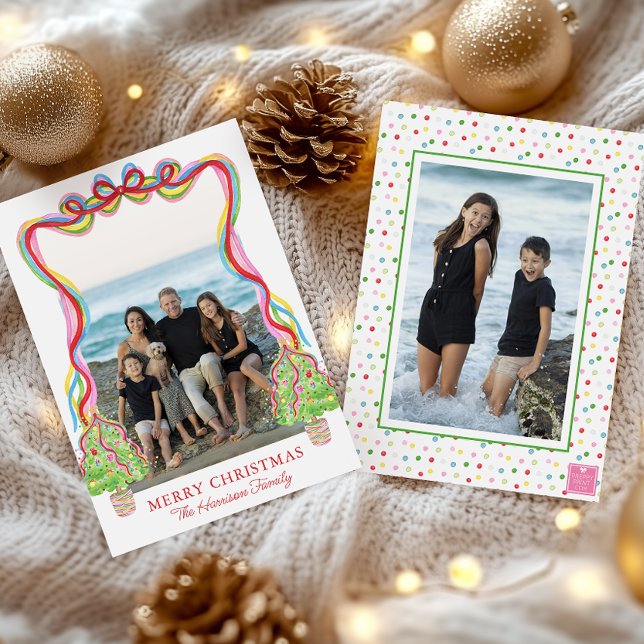 Tarjeta Festiva Colorosa acuarela Confetti, foto de árboles navide (Subido por el creador)