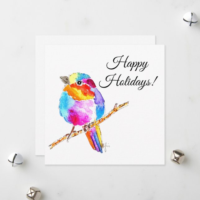 Tarjeta Festiva Colourful Little Bird (Anverso/Reverso In Situ)