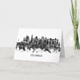 Tarjeta Festiva Columbus Ohio skyline BW