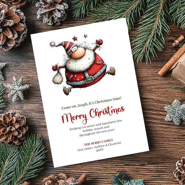 Tarjeta Festiva Come on laugh it’s Christmas time Card (Come on, laugh, it’s Christmas time!)