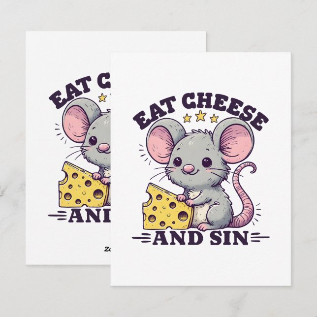 Tarjeta Festiva Come Queso Y Peca (Anverso / Reverso)