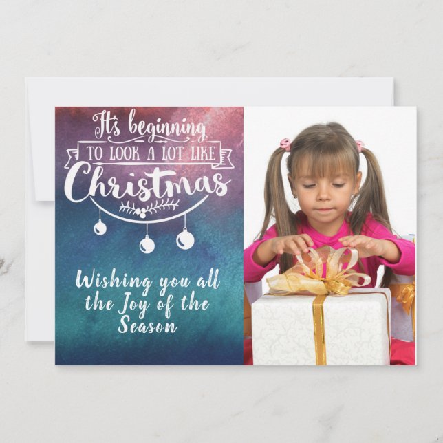 Tarjeta Festiva Comenzando a parecer Navidades/foto de dos lados (Anverso)