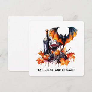 Tarjeta Festiva Comer Beber y Ser Espantoso Otoño Halloween Murcié