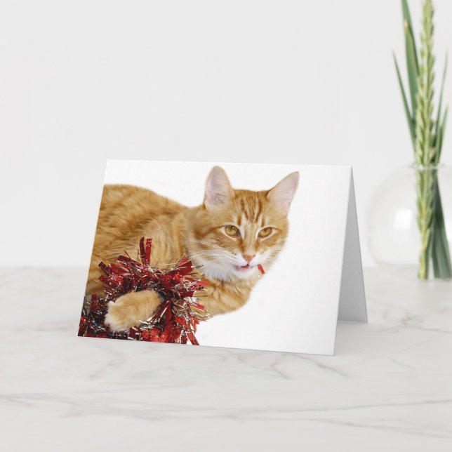 Tarjeta Festiva Comer decoraciones navideñas (Anverso)