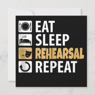 Tarjeta Festiva Comer Dormir Ensayo Repetir