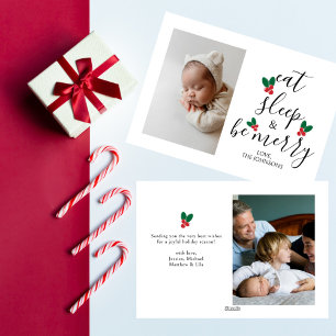 Tarjeta Festiva Comer Sleep Be Merry Fun Baby Photo Navidades