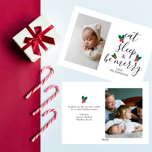 Tarjeta Festiva Comer Sleep Be Merry Fun Baby Photo Navidades (Subido por el creador)