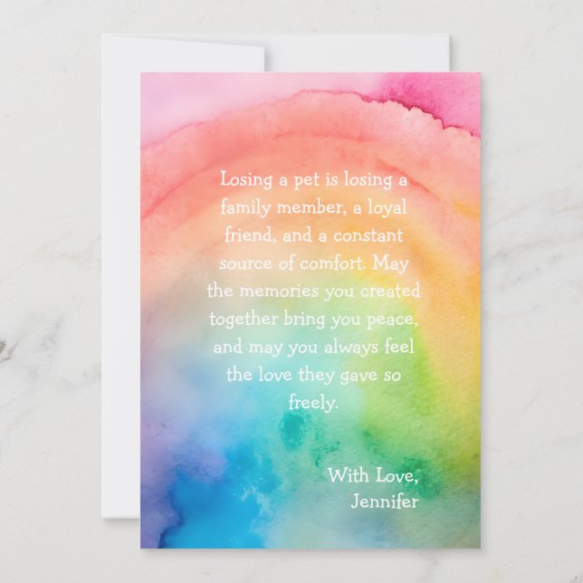 Tarjeta Festiva Comfort Remembrance Customizable Pet Sympathy Card (Reverso)