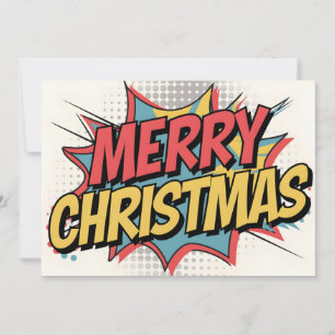 Tarjeta Festiva Comic Book Pop Art Merry Christmas Card