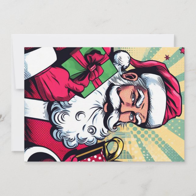 Tarjeta Festiva Comic book Santa/Navidades (Anverso)