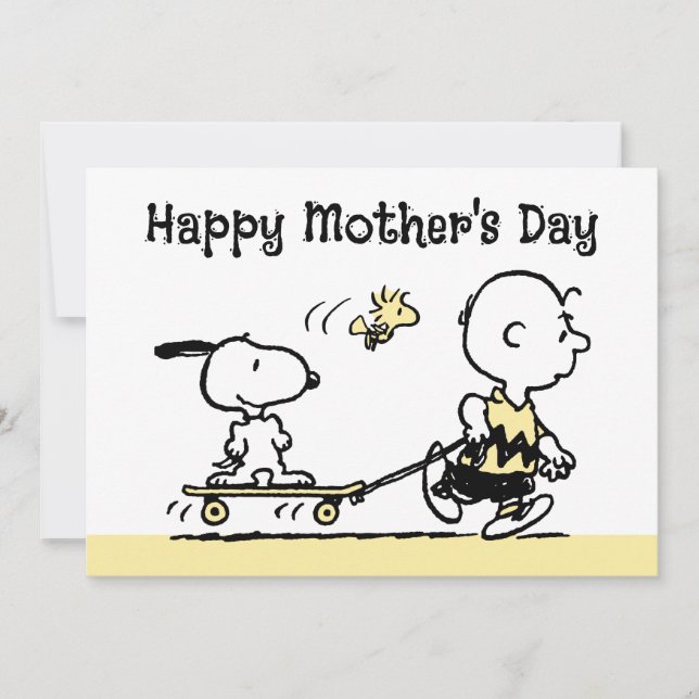 Tarjeta Festiva Cómic de Peanuts | Feliz Día de la Madre Patineta (Anverso)