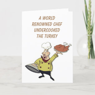 TARJETA FESTIVA COMICAL CHEF DICE QUE HIZO UN "RARO ERROR"