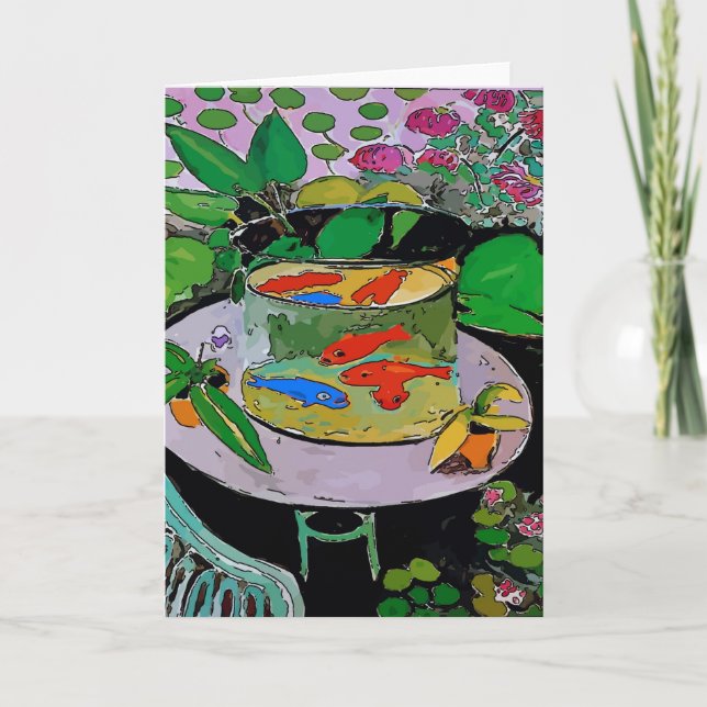 Tarjeta Festiva Comical Goldfish abstract (Anverso)