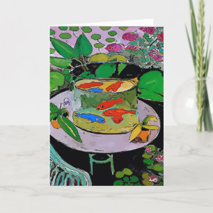 Tarjeta Festiva Comical Goldfish abstract