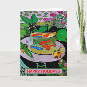 Tarjeta Festiva Comical Goldfish abstract