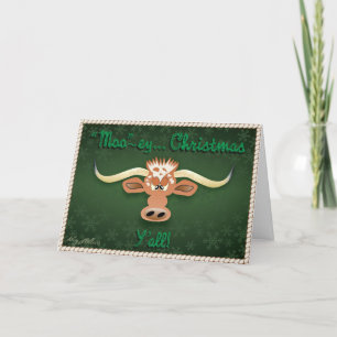 Tarjeta Festiva Comical Longhorn Steer