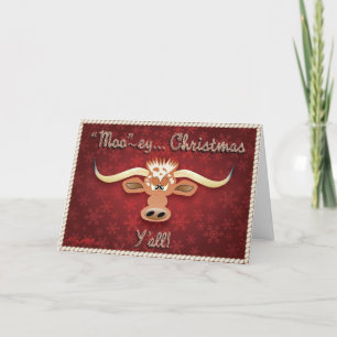 Tarjeta Festiva Comical Longhorn Steer