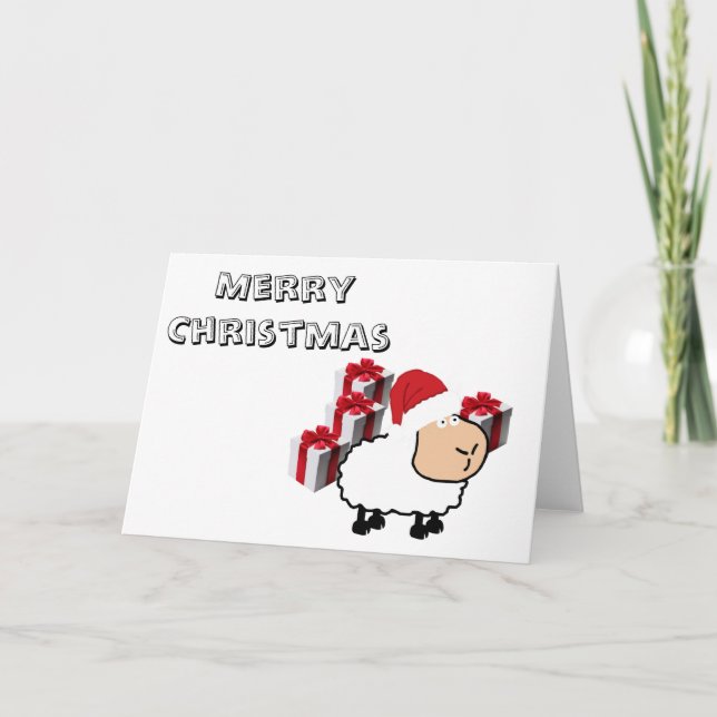 Tarjeta Festiva Cómicas y extravagantes Navidades lindos ovejas (Anverso)
