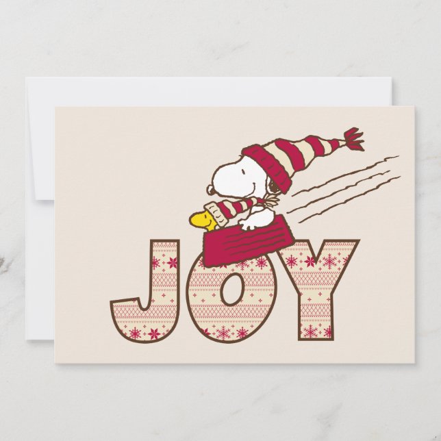 Tarjeta Festiva Cómics | Alegría en el trineo de Snoopy y Woodstoc (Anverso)