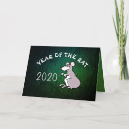 Tarjeta Festiva Comics Chinos Rat New Year 2020 Green Greeting C
