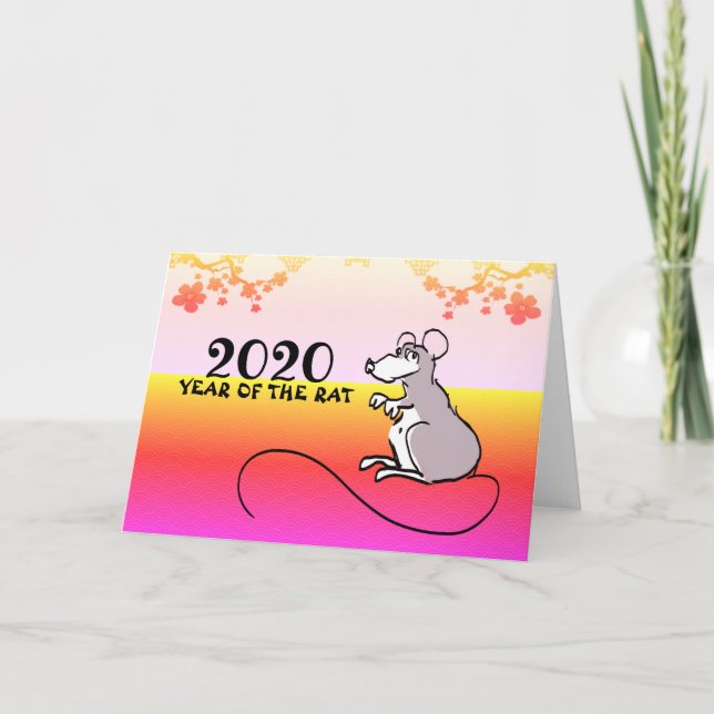 Tarjeta Festiva Cómics del ratón Rata lunar Año nuevo CG primavera (Anverso)