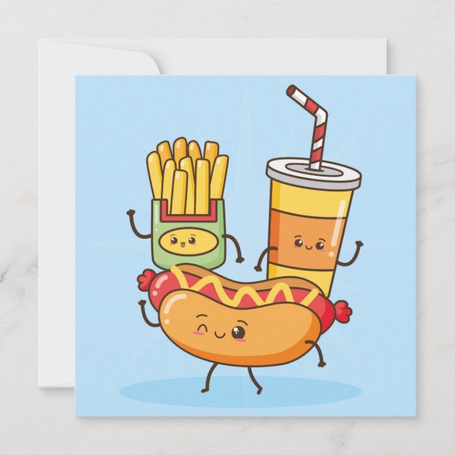Tarjeta Festiva Comida Kawaii (Anverso)