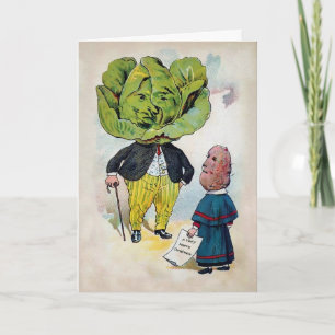 Tarjeta Festiva Comida Victoriana Antigua