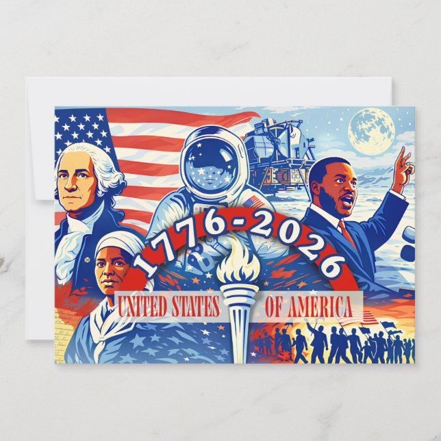 Tarjeta Festiva Commemorative 1776-2026 USA Semiquincentennial  (Anverso)