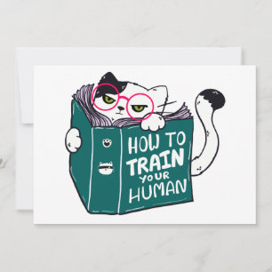 Tarjeta Festiva Cómo entrenar a tu gato humano gracioso con gafas 