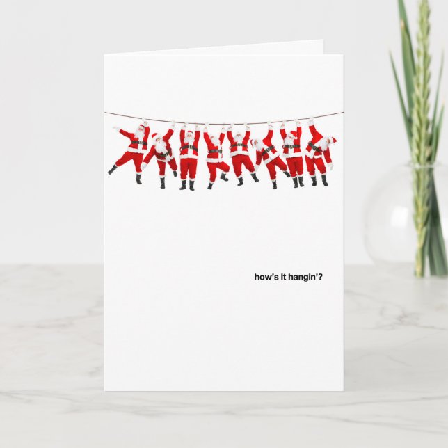 Tarjeta Festiva Cómo está Hangin Santas (Anverso)