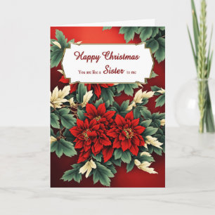 Tarjeta Festiva Como una hermana Navidades Poinsettias
