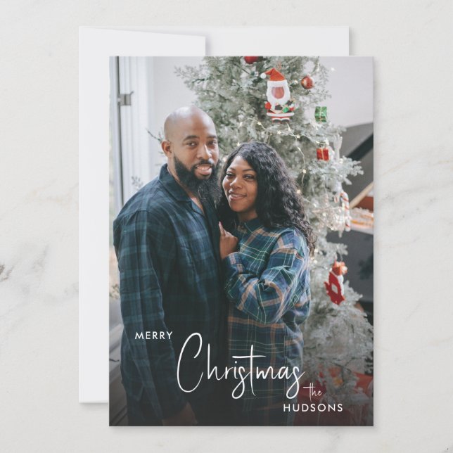 Tarjeta Festiva Cómoda foto de feriado navideño (Anverso)
