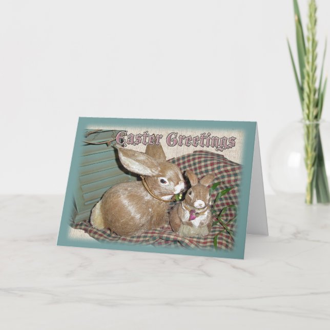 Tarjeta Festiva Comodidades de los conejillos de Pascua Felices (Anverso)