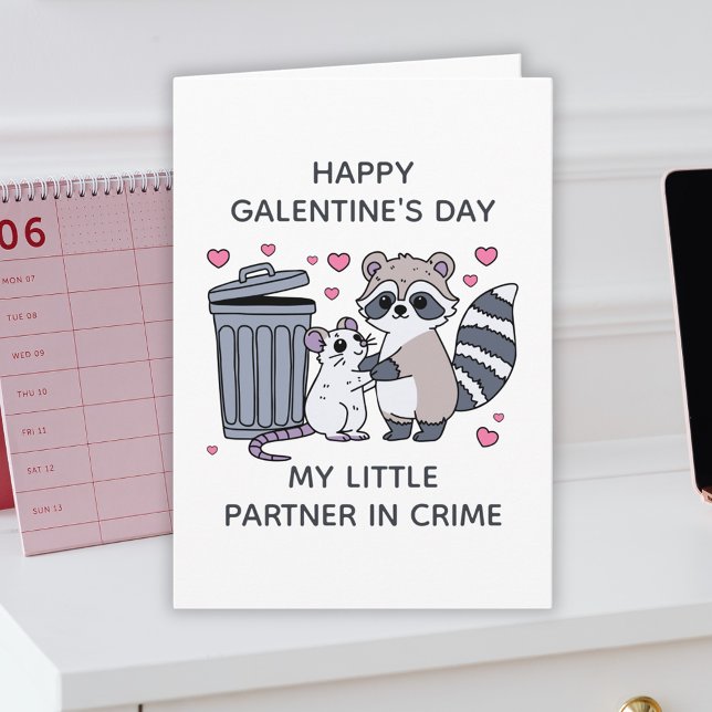 Tarjeta Festiva Compañera de Crimen Día de Galentines Divertido (Partner In Crime Funny Galentines Day Holiday Card
)