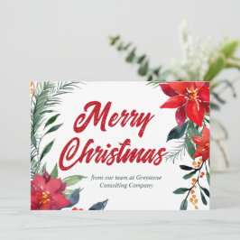 Tarjeta Festiva Compañía Personalizado floral Merry Christmas Poin