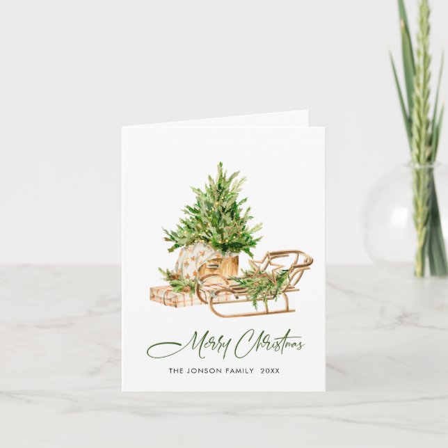 Tarjeta Festiva Composición de Navidades bohemios de acuarela (Anverso)