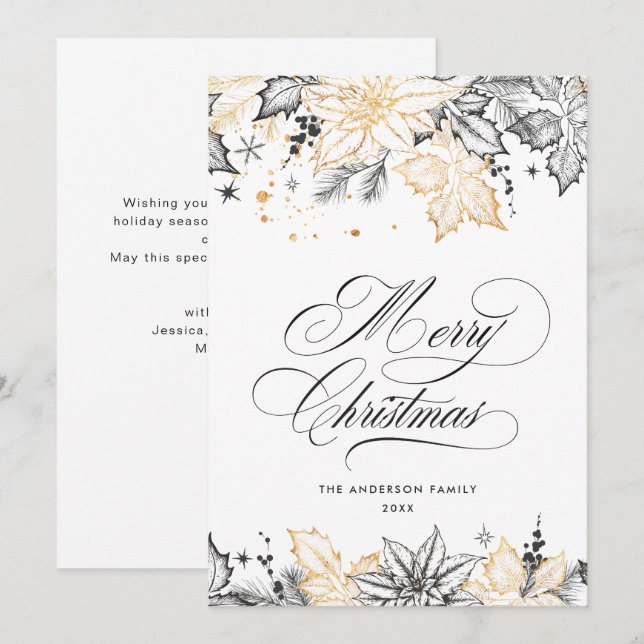 Tarjeta Festiva Composición de Navidades Neutrales Minimalistas de (Anverso / Reverso)