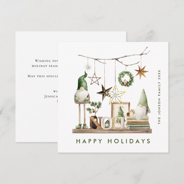 Tarjeta Festiva Composición de Navidades Neutrales Minimalistas de (Anverso / Reverso)
