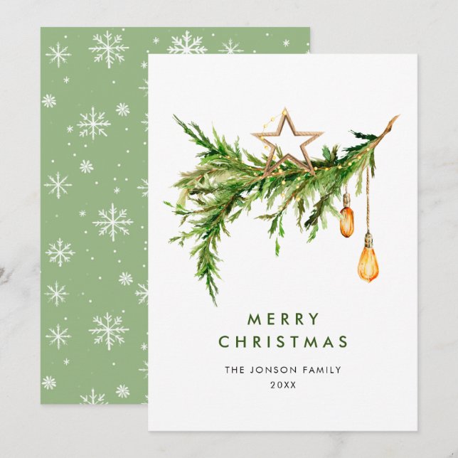 Tarjeta Festiva Composición elegante de Navidades bohemios (Anverso / Reverso)