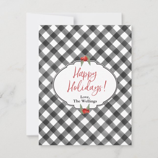 Tarjeta Festiva Comprobación de búfalo Placa blanca negra personal (Anverso)