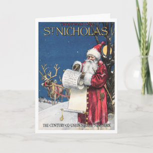 TARJETA FESTIVA "COMPROBANDO NOCHEBUENA SAN NICOLÁS DE SU LISTA"