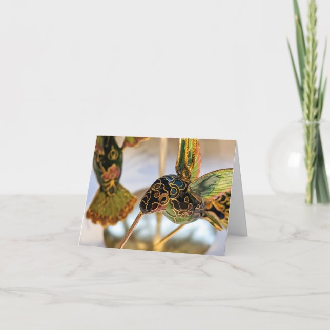 Tarjeta festiva con adorno de colibrí (Anverso)