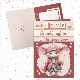 Tarjeta Festiva Con amor nieta ratón Navidades rosados