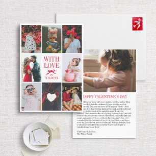 Tarjeta Festiva Con amor Red Bow Multi-Photo Card