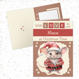 Tarjeta Festiva Con amor sobrina ratón Navidades marrones