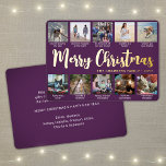 Tarjeta Festiva Con Relieve Metalizado 10 Fotografía Morple Merry Navidad Collage moderno<br><div class="desc">Envíe elegantes saludos alegres y comparta 10 de sus fotos favoritas con una tarjeta de vacaciones de Relieve metalizado morado y oro de collage de fotos personalizados. Todo el texto de esta plantilla es sencillo de personalizar para incluir cualquier texto, como Feliz Navidad, Felices Fiestas, Saludos de Temporadas, Saludos de...</div>