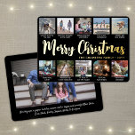 Tarjeta Festiva Con Relieve Metalizado 11 Foto Collage moderno de Black Merry Christmas<br><div class="desc">Envía elegantes saludos alegres y comparte 11 de tus fotos favoritas con una tarjeta de vacaciones de Relieve metalizado en blanco, negro y oro de collage de fotos personalizados. Todo el texto de esta plantilla es sencillo de personalizar para incluir cualquier texto, como Feliz Navidad, Felices Fiestas, Saludos de Temporadas,...</div>