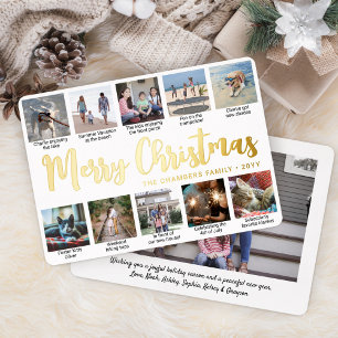 Tarjeta Festiva Con Relieve Metalizado 11 Foto Feliz Navidad Simple caligrafía moderna